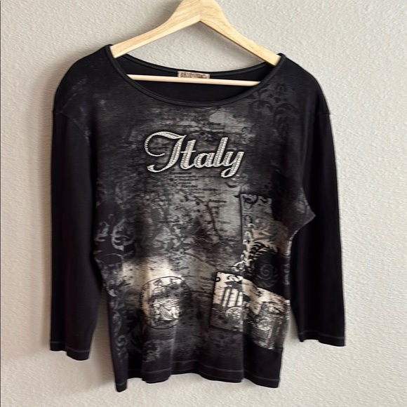 Tops - Vintage Y2K Blue Canyon Italy Graphic Embellished T-shirt Top Women’s Size L